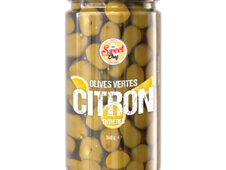 OLIVES VERTES CITRON – ENTIERES (190g)